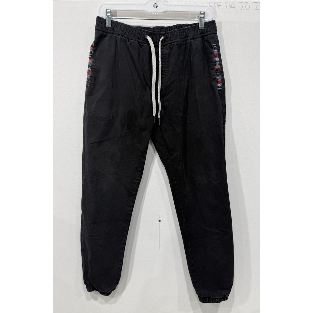 Wowie Men's Rambler Joggers‎ Pants Aztec Accents Sz M Black Stretch Pull-On